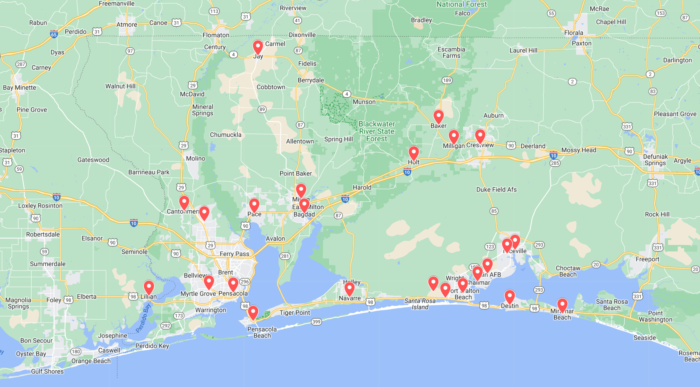 Paradise home services map of service areas